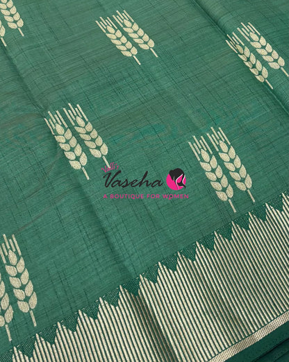 Semi Tussar Silk Saree | Green Shade |VVSTS051