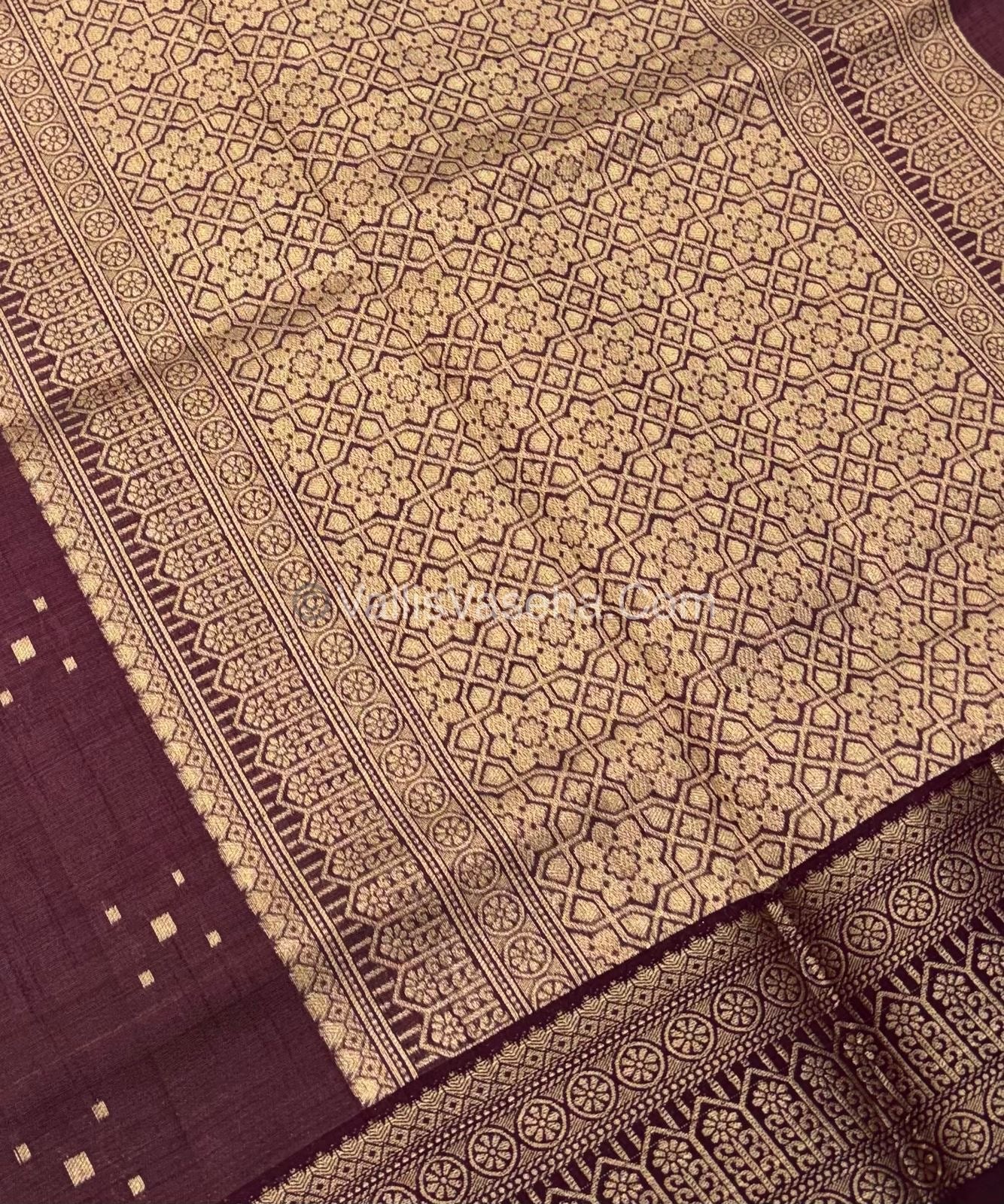 Semi Tussar Silk - Grand Pallu  - Wine Shade - VVSTS031