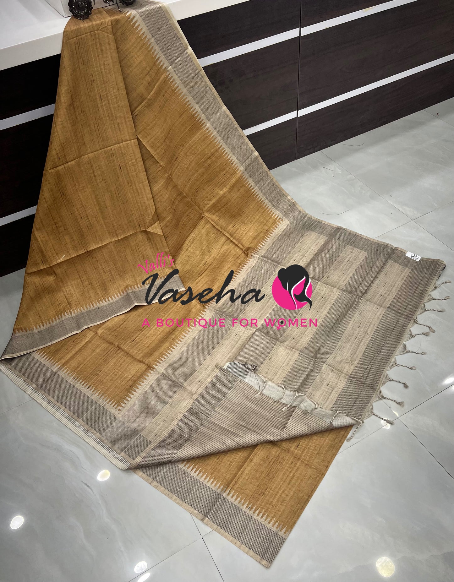 Semi Matka Tussar  Saree - Grey & Yellow Shade - VVSMT002
