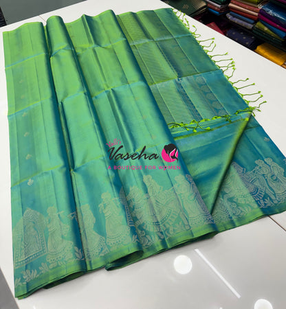 Pure Soft Silk Saree  - Dual Tone Green Shade - VVPSS094