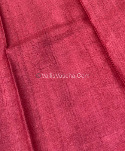 Pure Tussar Silk - Black With Red Shade - VVPTS001