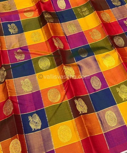 Pure Kanchipuram Silk Saree - Pazhum Pazhamum Checks - VVPS017
