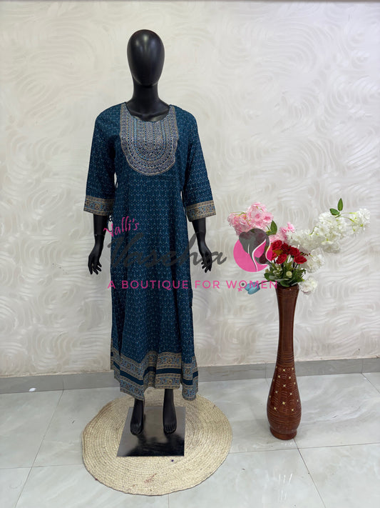 Ready Made - Anarkali - Long Gown - Blue Shade - VVRLG002