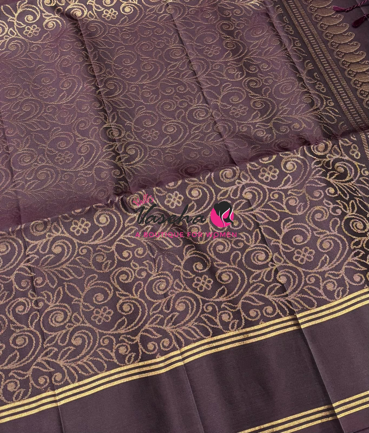 Pure Soft Silk Saree  - Onion Pink & Wine Brown Combo - VVPSS137