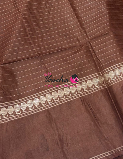 Bhagalpuri Silk | Orange With Brown Combo | VVBS011