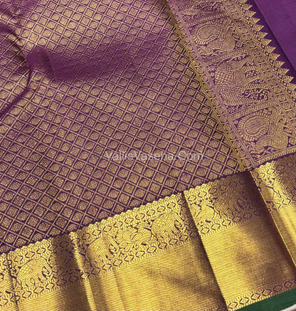 Pure Kanchipuram Silk Saree - Grey & Purple Shade  - VVPS022