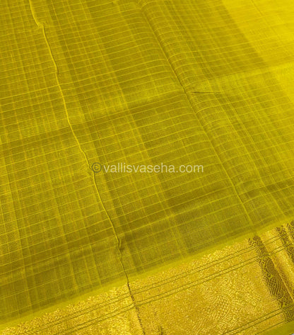 Pure Silk Cotton Saree - Blue With Yellow Shade - Lakshadeepam Design - VVPLD001