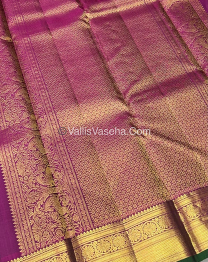 Pure Kanchipuram Silk Saree - Grey & Purplish Pink Combo - VVPS014
