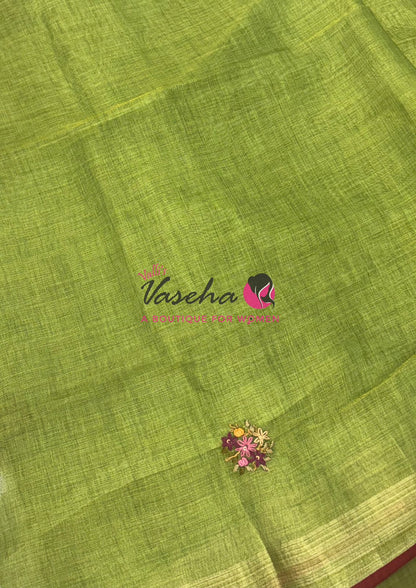 French Knot - Tissue Saree - Green Shade - VVLFN014