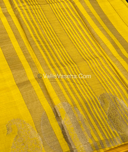 Semi Tussar Silk  - Yellow Shade - Small Mango Butta - VVSTS002