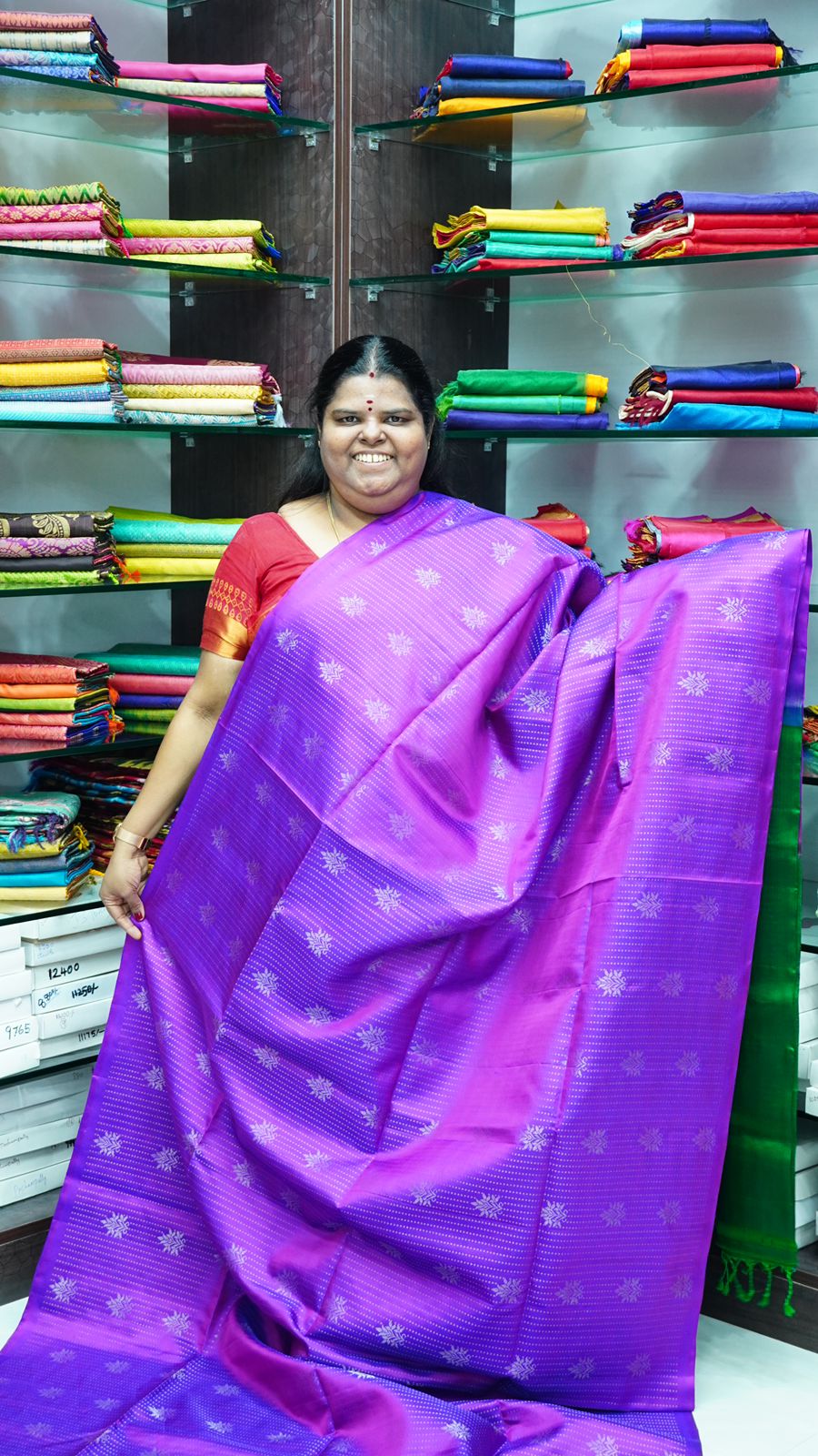 Pure Soft Silk Saree - Vaira Voosi design - Purple With Green Combo - VVPSS016