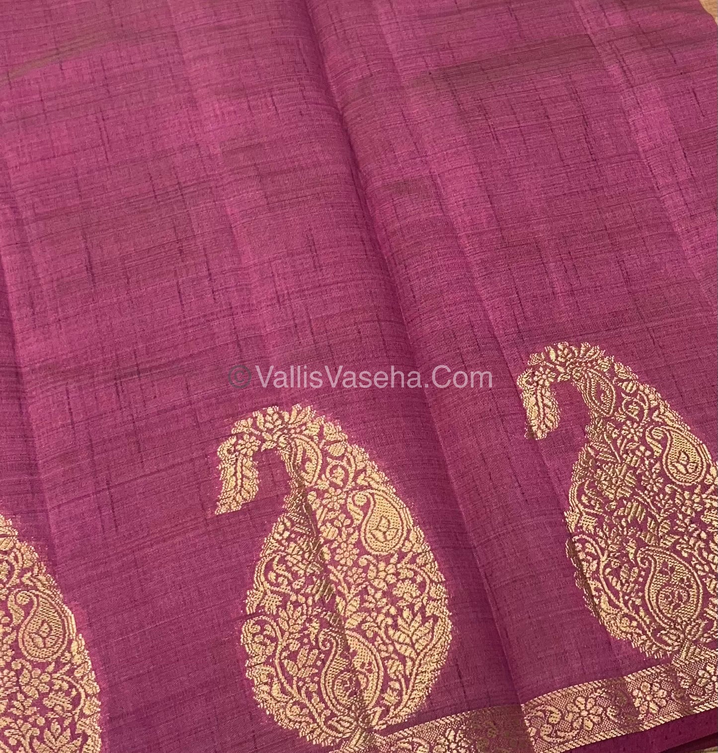 Semi Tussar Silk - Small Mango - Onion Pink Shade - VVSTS002