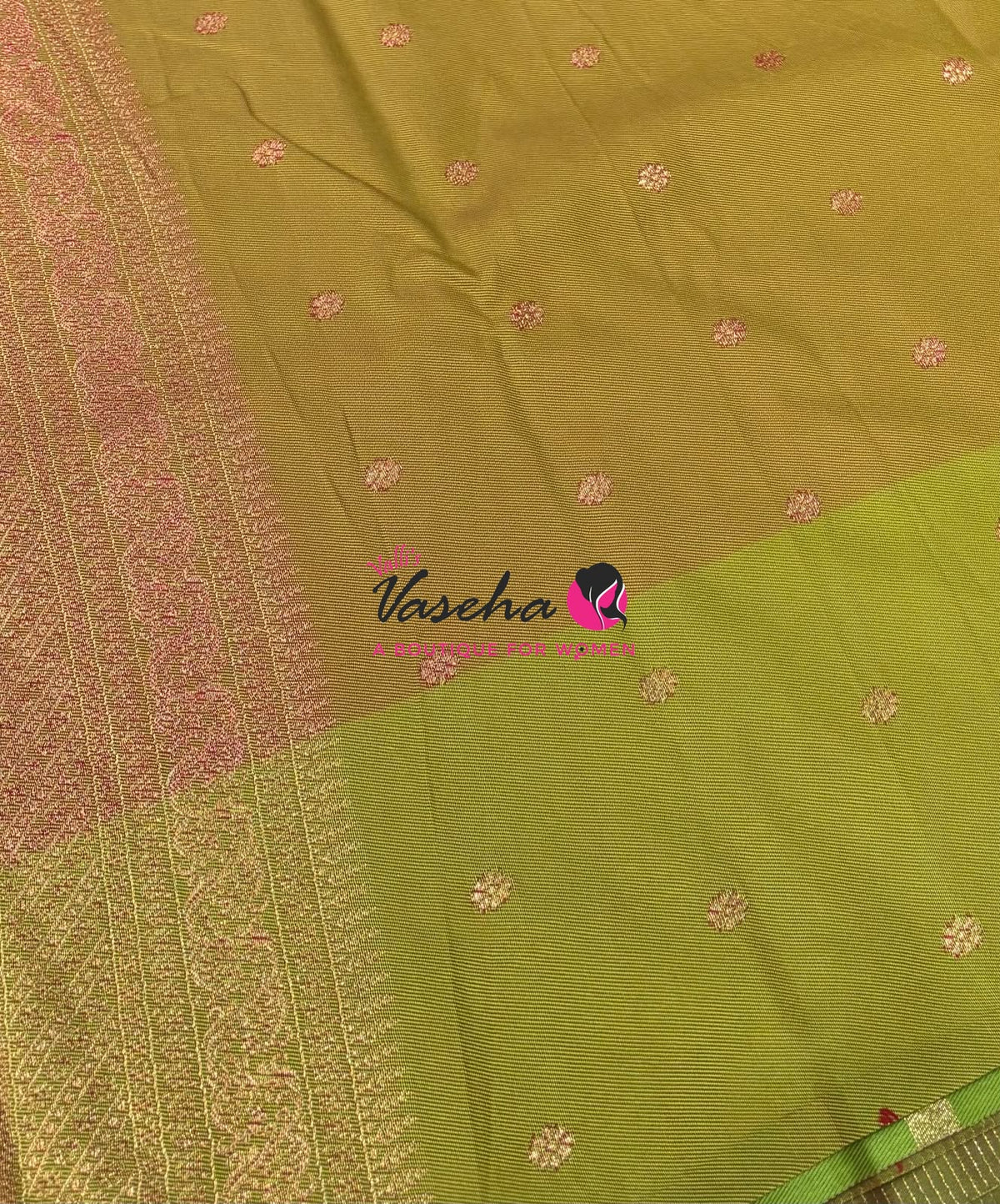 Semi Soft Silk - Pink  With Green - VVSSS039
