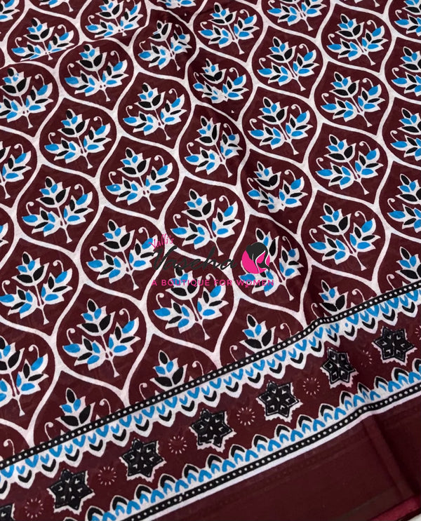 Pure Soft Mul Mul Cotton Sarees - Hand Block Prints - VVMMC011