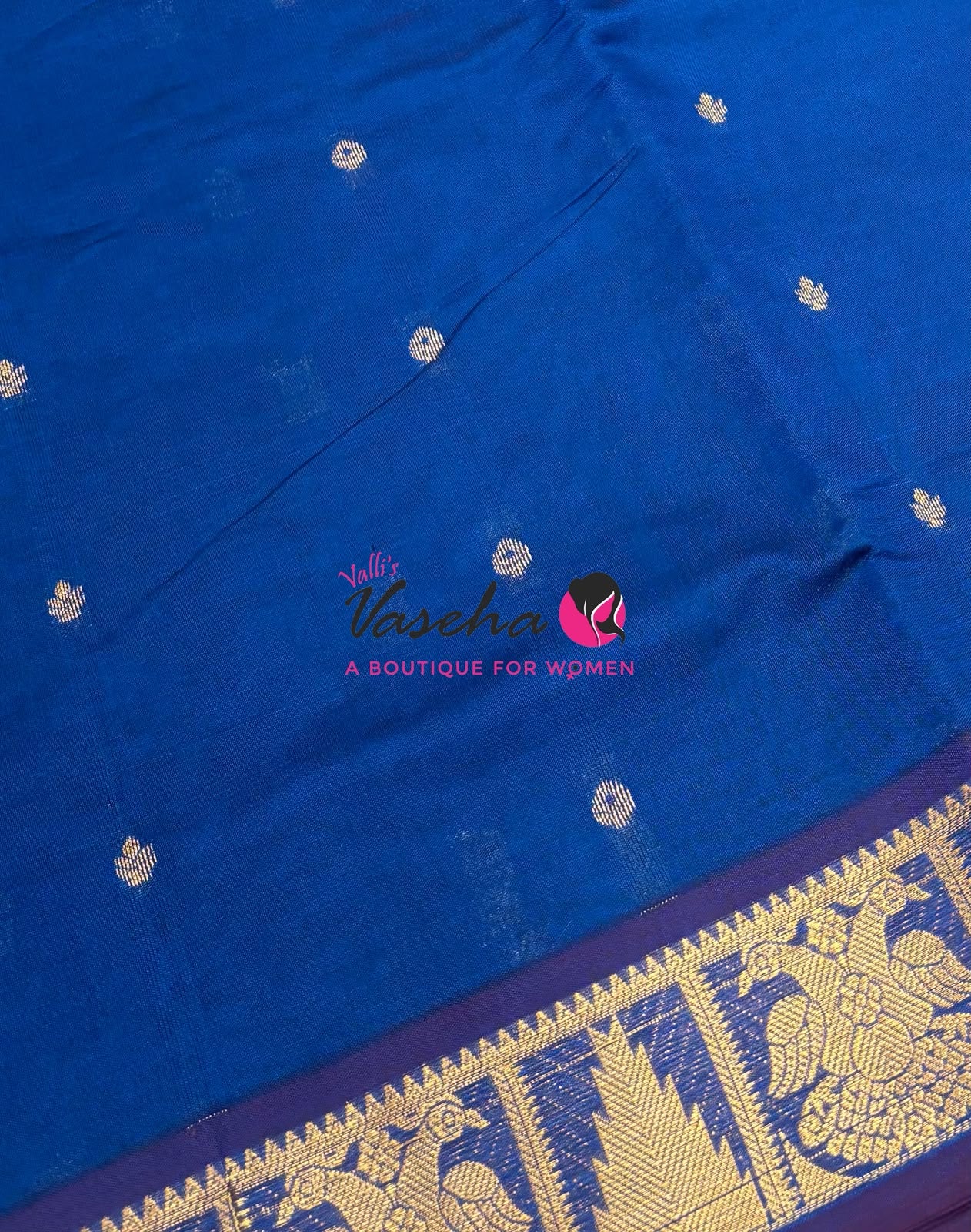 Semi Silk Cotton Saree - Small Zari Butta  - Retta Mayil Border- VVSSC015