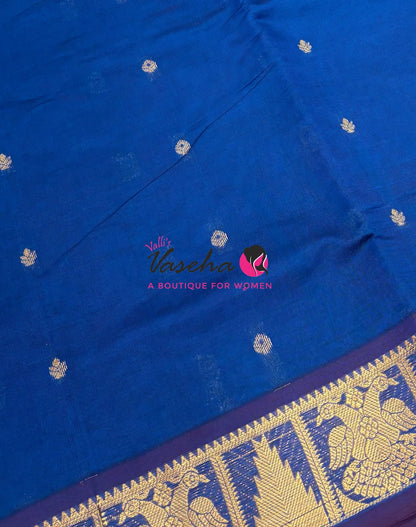 Semi Silk Cotton Saree - Small Zari Butta  - Retta Mayil Border- VVSSC015