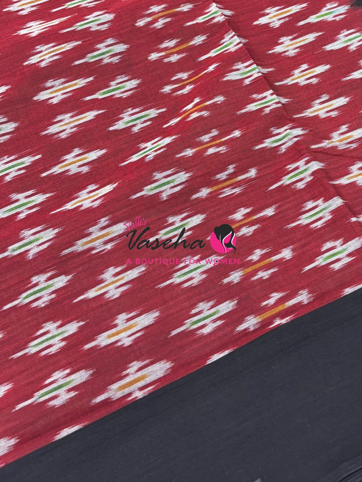 Ikkat Mercerised Cotton Saree - Single Ikkat - VVIKS001