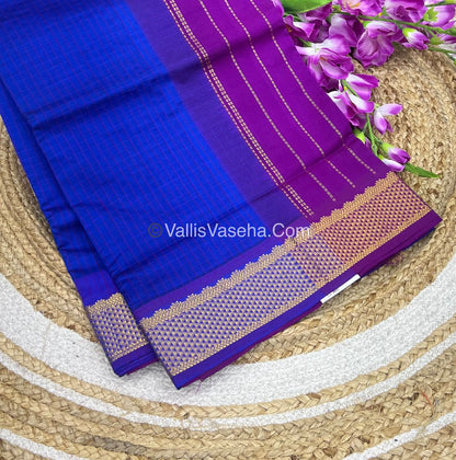 Semi Silk Cotton Saree - Blue With Purple Shade - VVSSC004