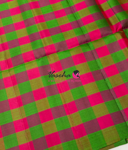Pure Soft Silk Saree  - Small Pazhum Pazhamum Checks - VVPSS159