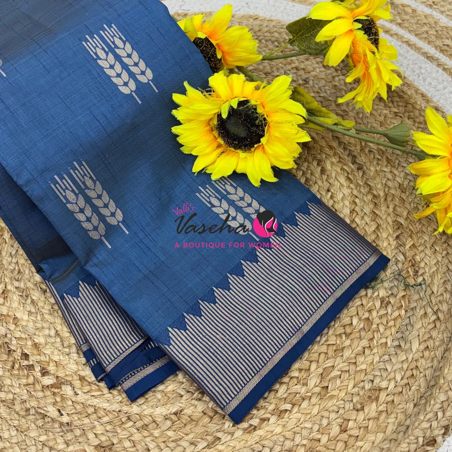Semi Tussar Silk Saree | Ramar Blue  Shade |VVSTS051