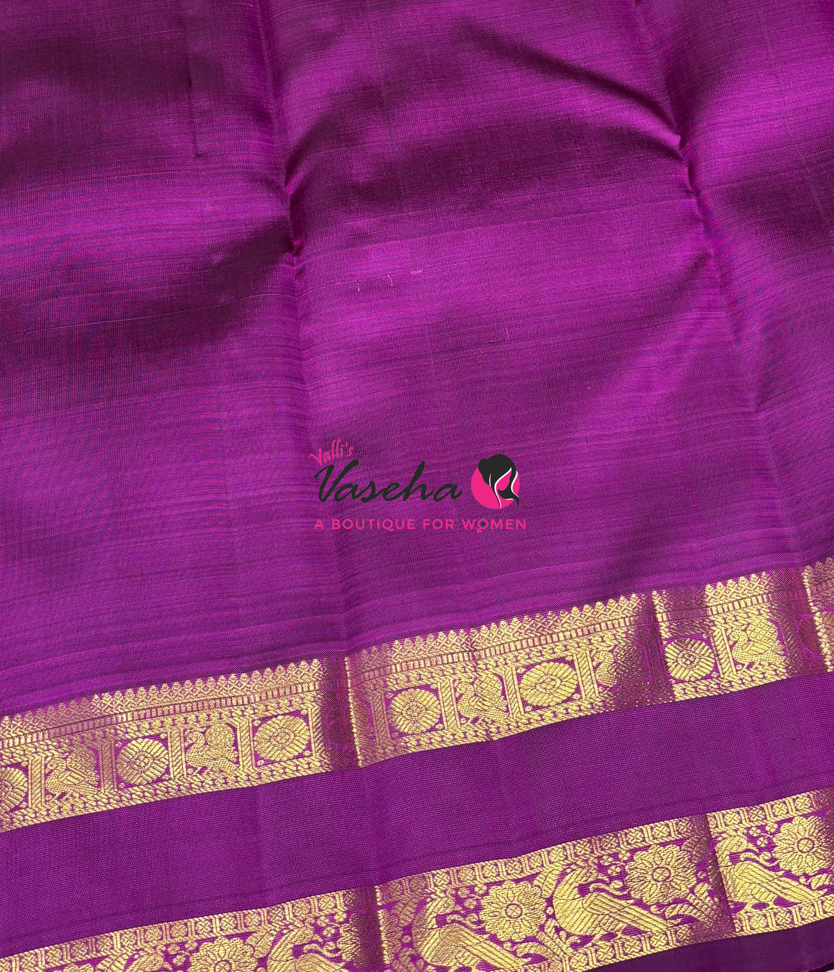 Pure Kanchipuram Silk Saree - Vairavoosi Design  - Peach With Purplish Pink - VVPS095