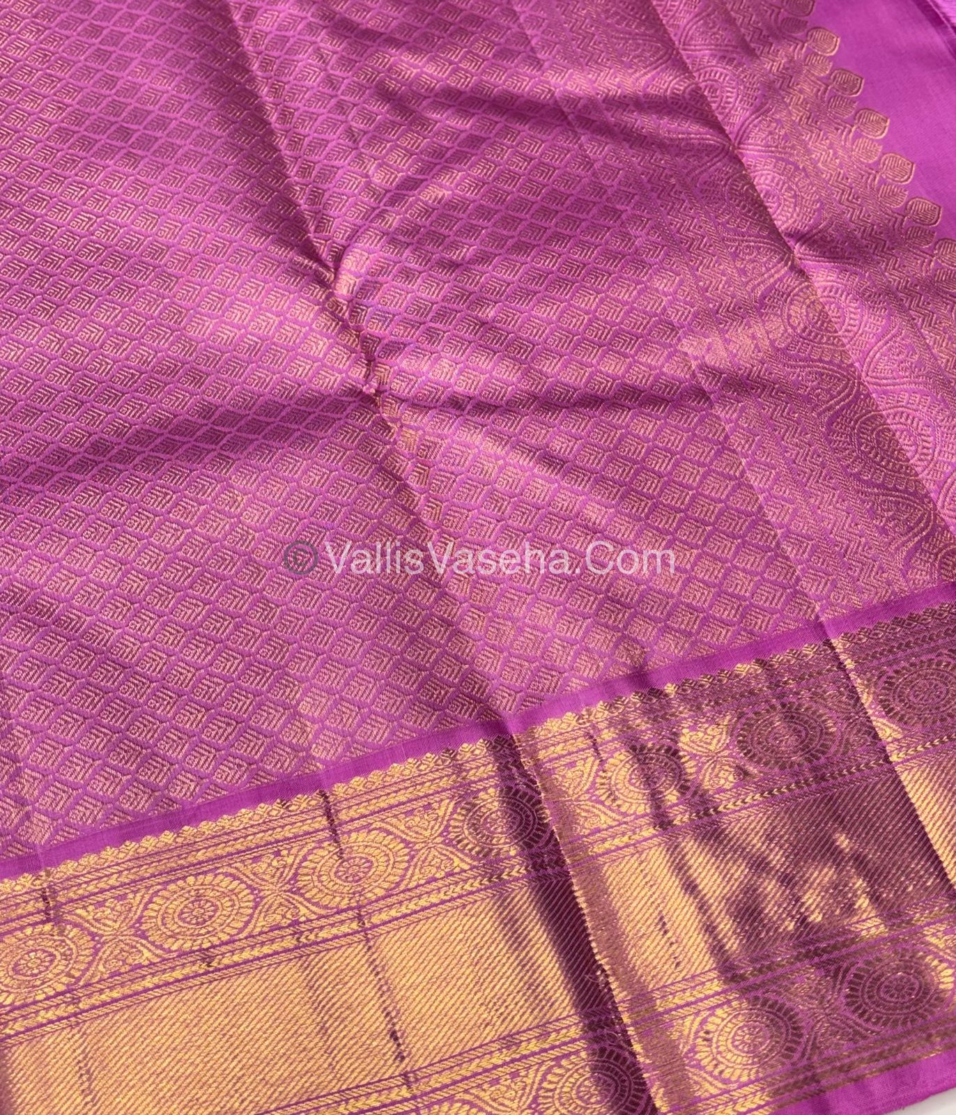 Pure Vintage Korvai Kanchipuram Silk Saree - Brown & Pink Combo - VVPS038