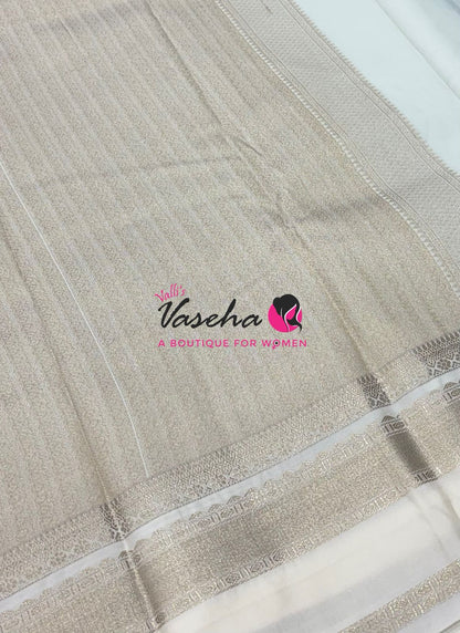 Semi Kanchi Silk  - Pista Green & Cream - VVSKS007