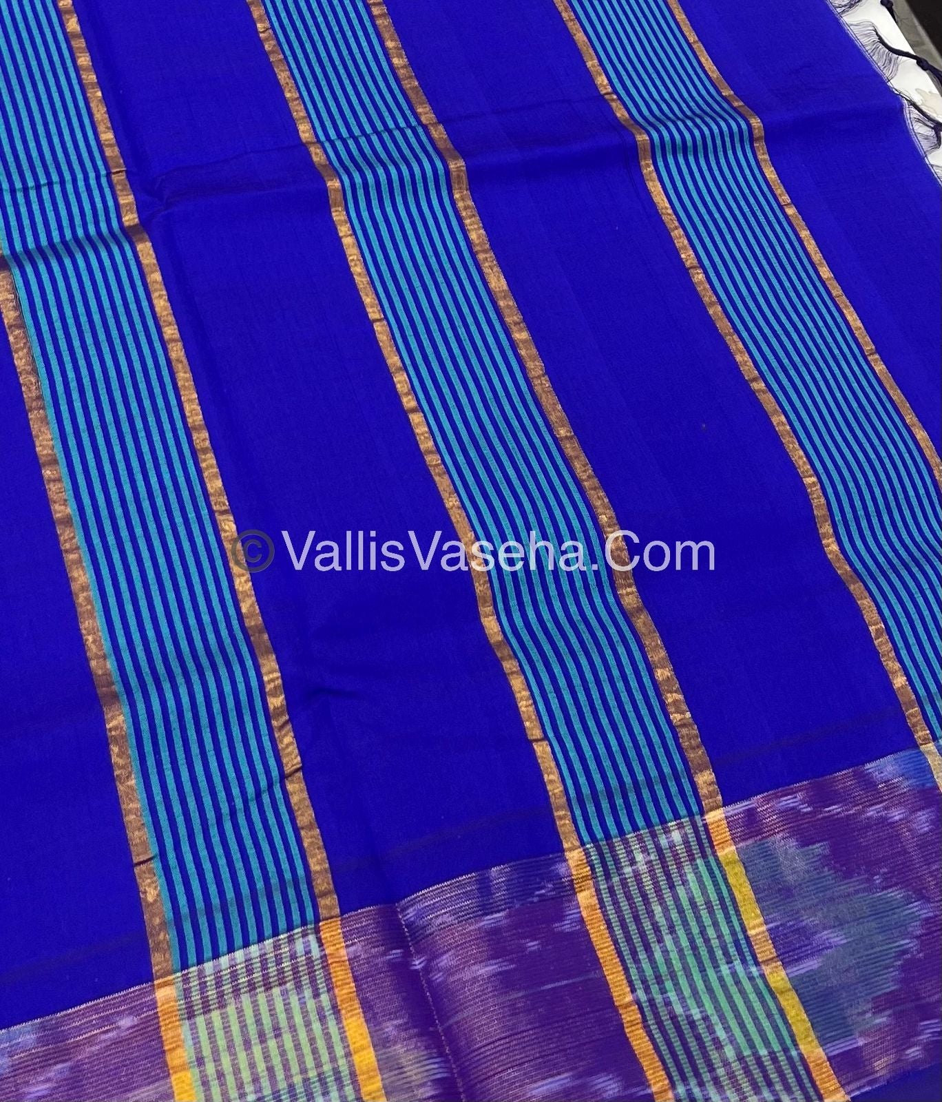 Semi Silk Cotton Saree -  Blue & Blue  - VVSSC001