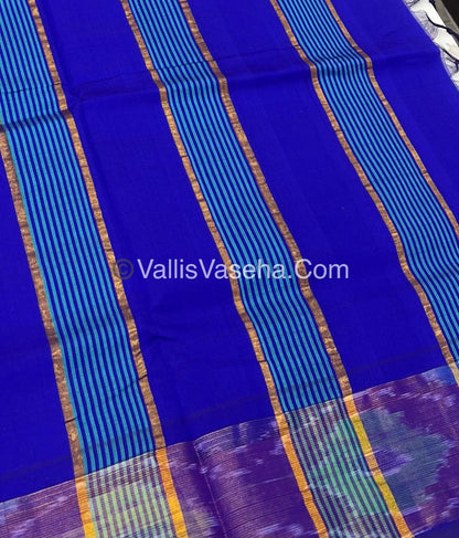 Semi Silk Cotton Saree -  Blue & Blue  - VVSSC001