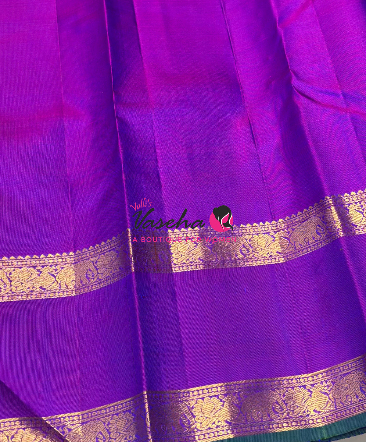 Pure Bridal Kanchipuram Silk Saree -  Peacock Blue & Purple Combo - VVPS076
