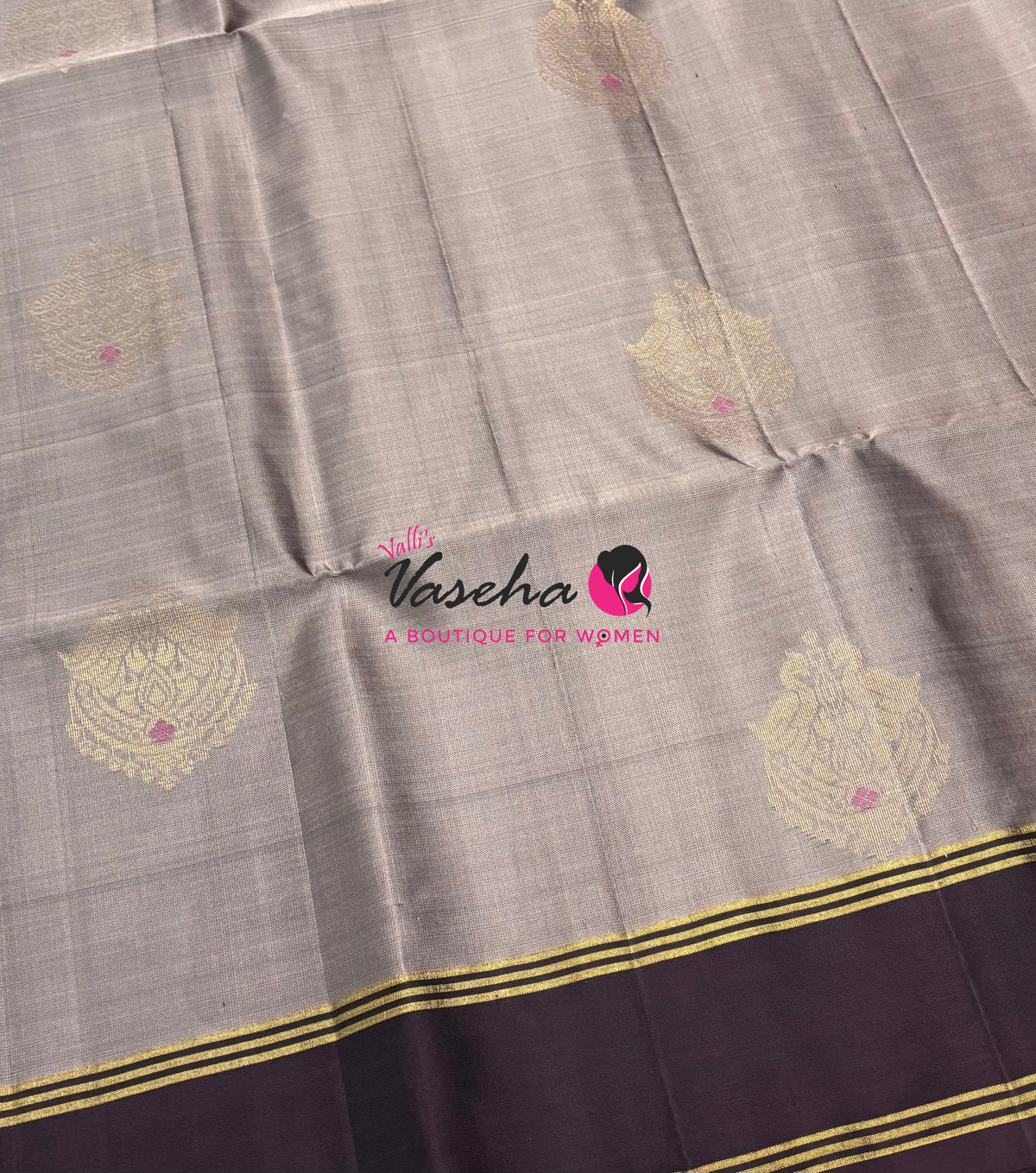 Pure Soft Silk Saree  - Grey & Wine Brown Combo - VVPSS137