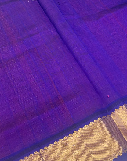 Pure Silk Cotton Saree - Mayil & Chakkaram Design - Pink With Blue Shade -VVMC002
