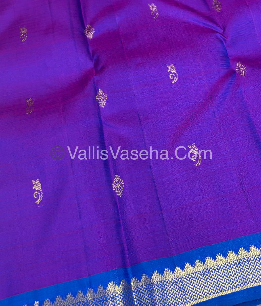 Pure Kanchipuram Silk Saree - Purple & Blue Shade  - VVPS031