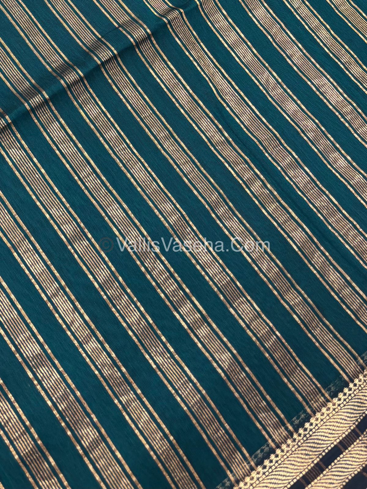 Pure Maheshwari Silk Cotton Saree - Peacock Green Color - VVMSC007
