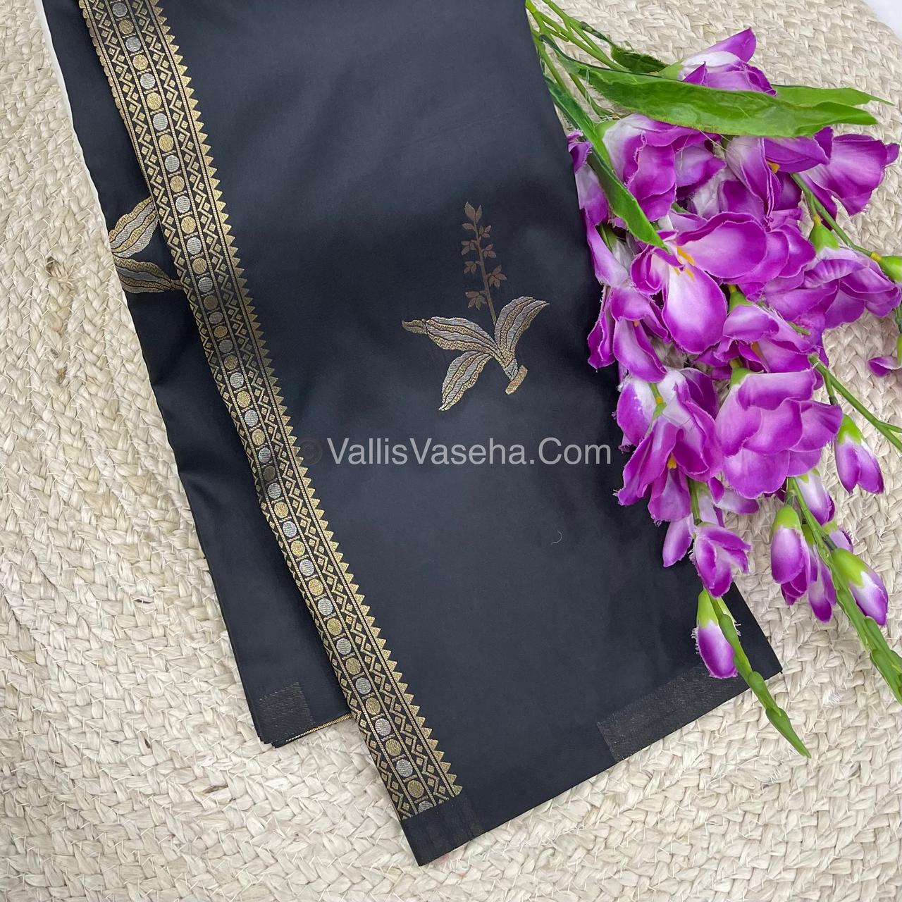 Semi Soft Silk - Border less - Black Shade -VVSSS034