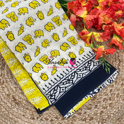 Pure Soft Mul Mul Cotton Sarees - Hand Block Prints - VVMMC011