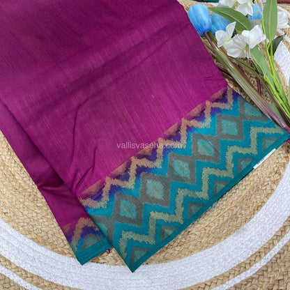 Bamboo Silk Saree  - Purplish Pink With Blue Shade - VVBSS001