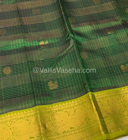 Pure Silk Cotton Saree - Vairavoosi checks - Mayil & Chakkaram - VVMCV002