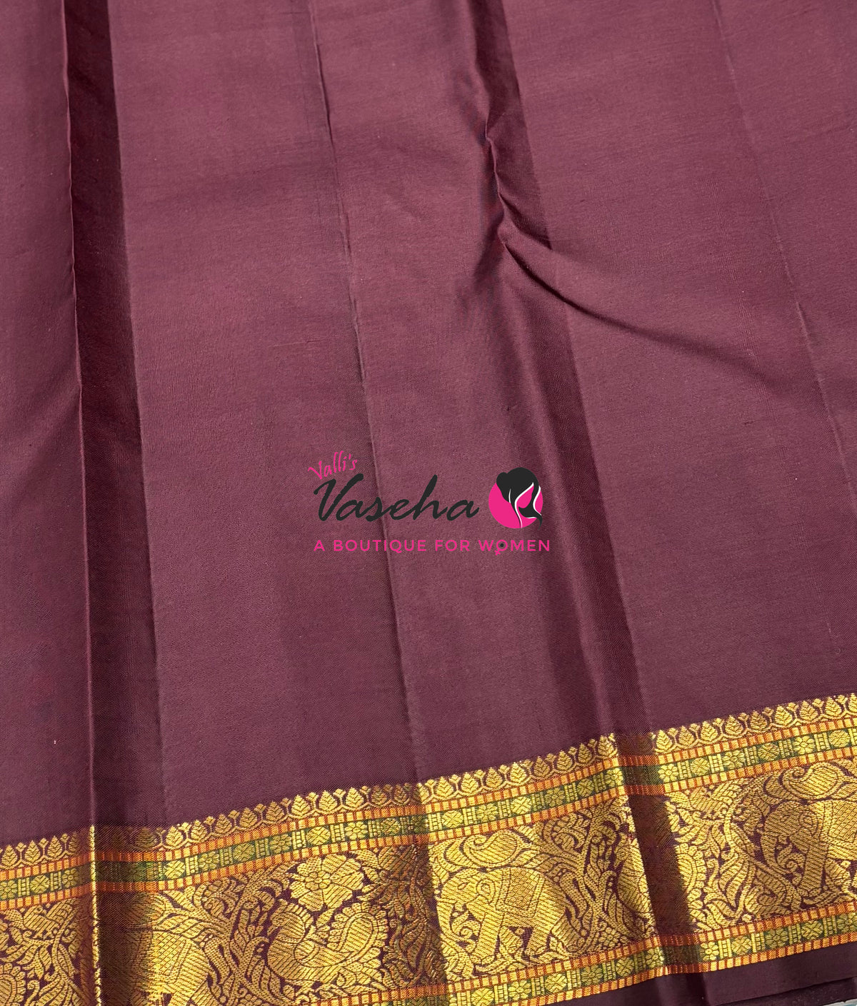 Pure Kanchipuram Silk Saree - Rust Orange With Wine Brown Combo - VVPS027