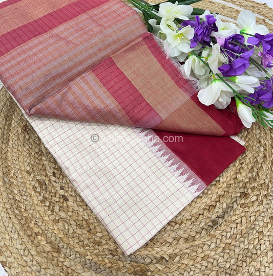 Semi Raw Silk - Lakshadeepam Design Weaving - VVRS004