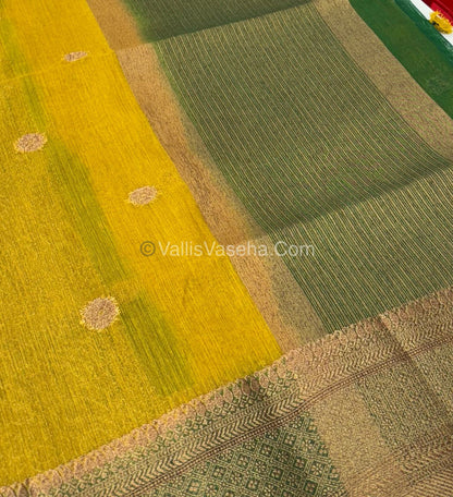 Bamboo Silk Saree  - Venthayam Green with Green Shade - VVBSS001