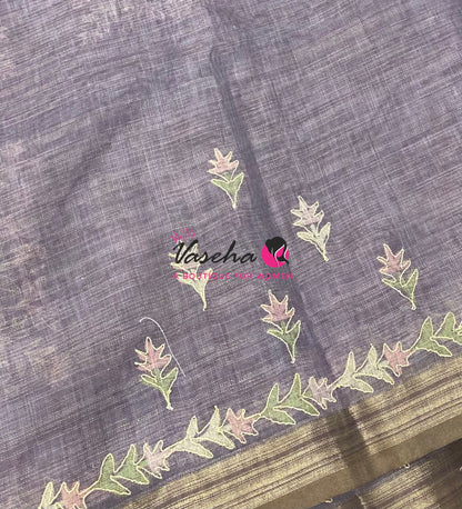 Linen Tissue Saree - Lavender Shade - VVLTS005