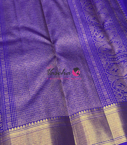 Pure Kanchipuram Silk Saree - Violetish Purple Shade  - VVPS058