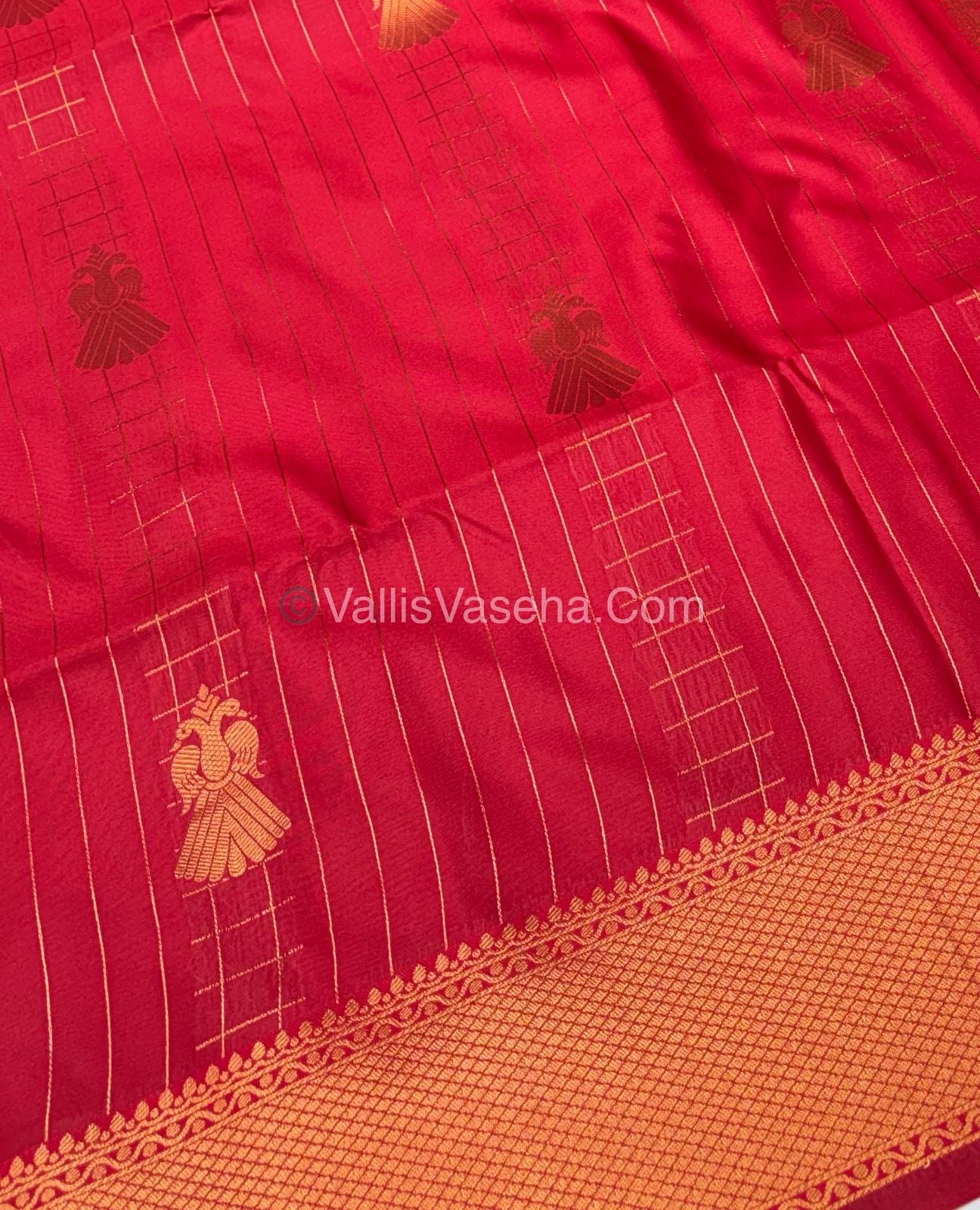 Semi Soft Silk - Border less - Red Shade -VVSSS023