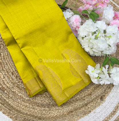 Semi Tussar Silk - Small Mango - Lemon Green Shade - VVSTS002