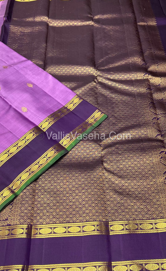 Pure Kanchipuram Silk Saree - Lavender & Dark Purple Combo - VVPS011