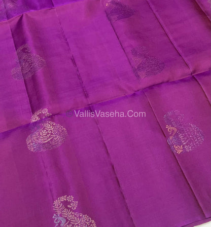 Pure Soft Silk Saree - Border Less  - Purplish Pink & Light Peach Combo - VVPSS055
