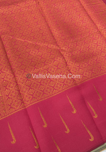 Kanchi Semi Silk  - Cream  with Pink- VVKSS001