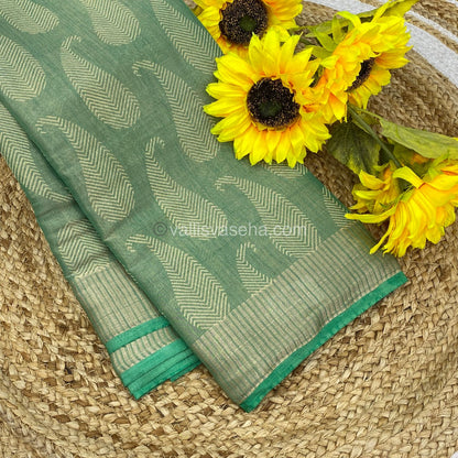 Semi Tussar Silk -  Light Green Shade - VVSTS001