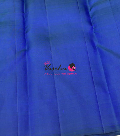 Pure Kanchipuram Silk Saree - Peacock Blue Shade - VVPS054